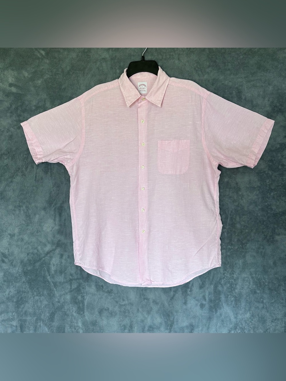 Brooks Brothers Vintage 100% Irish Linen Pink Short-Sleeve Button-Down Shirt L